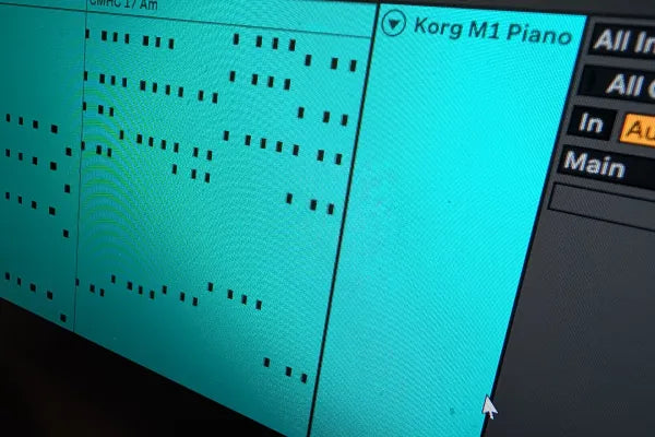 Classic house chord voicings in the Ableton piano roll from the Korg M1 House Chords pack