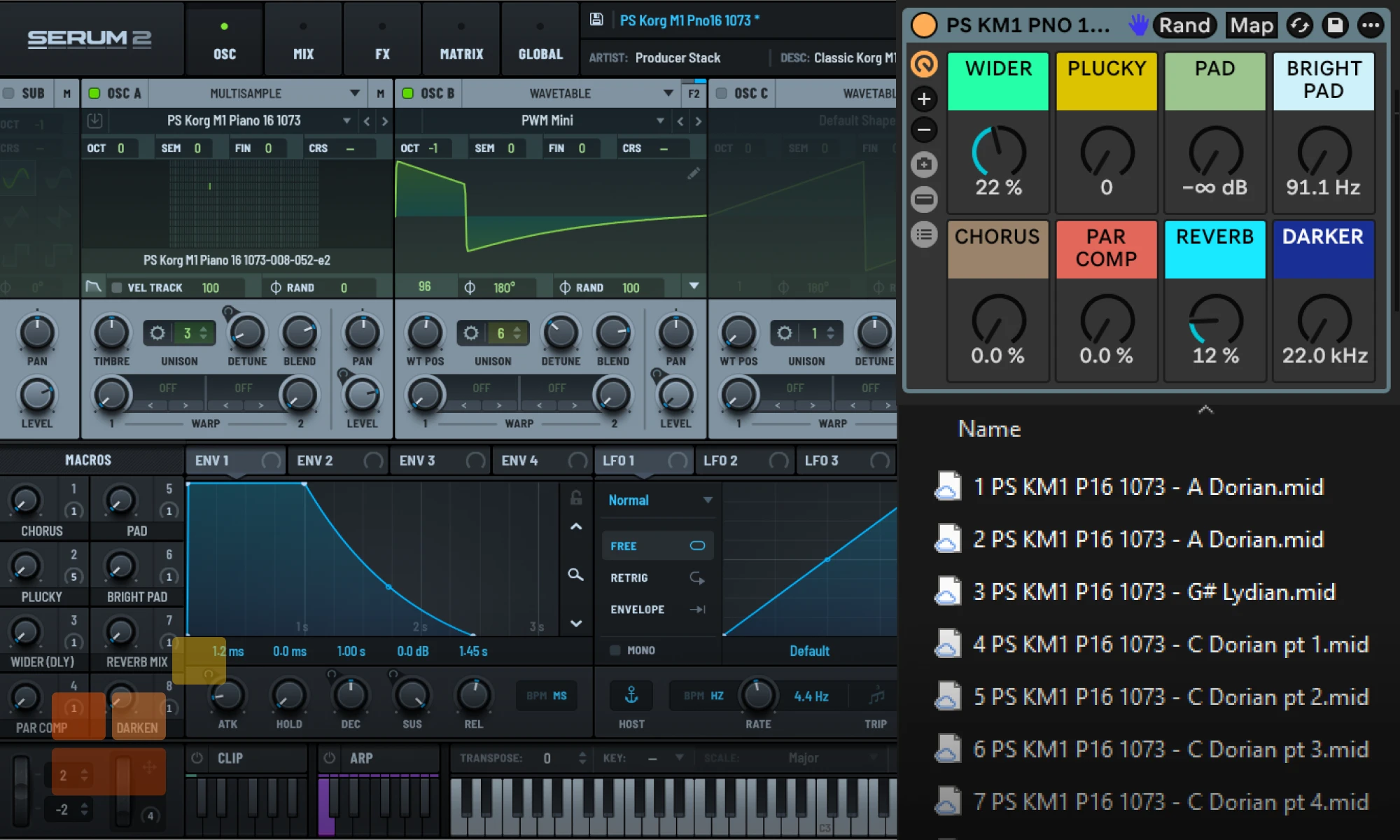 Serum 2 Interface, Ableton Rack and File list for Classic Korg M1 Piano 16 1073 From Producerstack.com