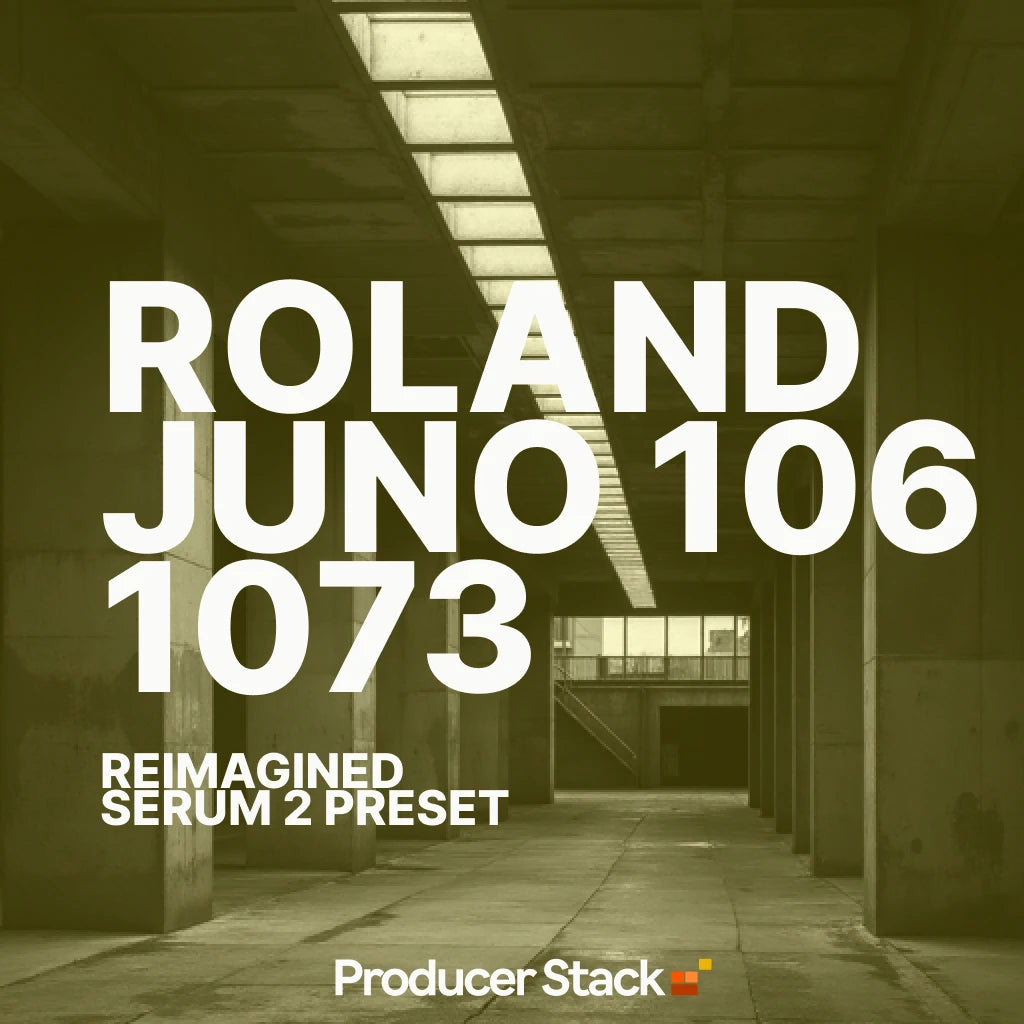Promotional image for Roland Juno 106 1073 Serum 2 Preset Pack from ProducerStack.com