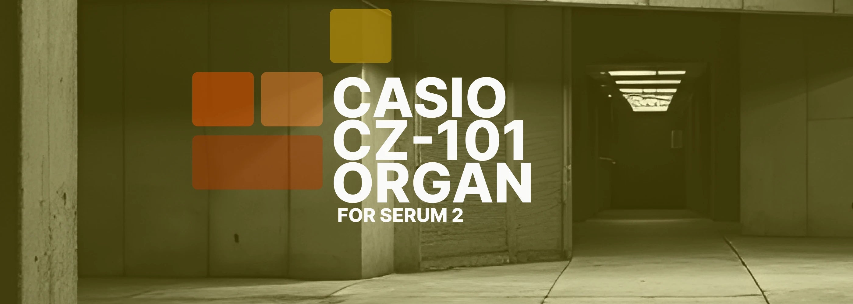 Promotional image for Synth Preset Casio CZ-101 Organ for Serum 2 from ProducerStack.com with a minimalistic design.