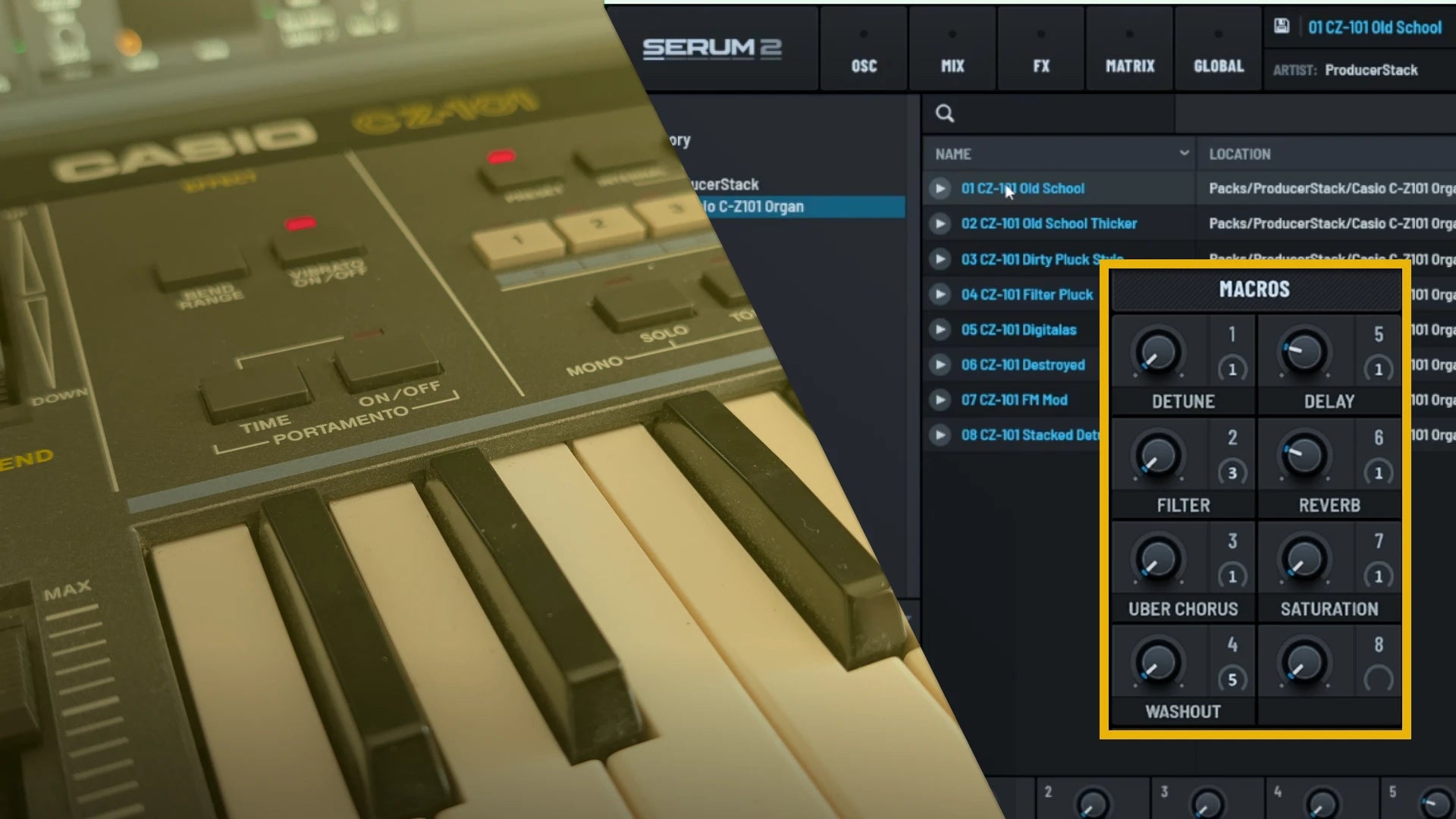 Youtube Poster Image for Casio CZ 101  keyboard with a digital audio workstation interface on the right