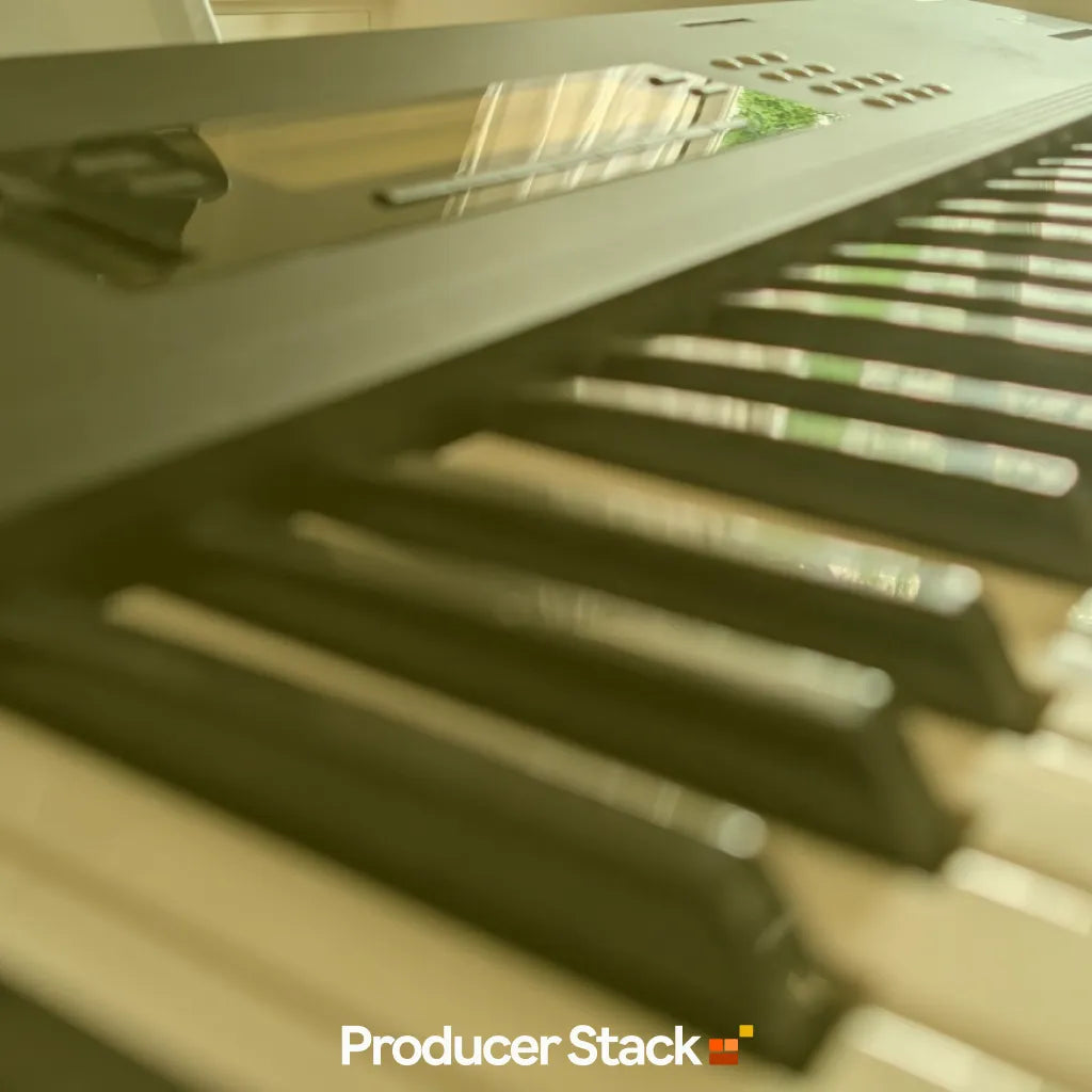 Korg M1 keyboard close-up, the house piano and organ multi-sampled for the House Keys Essentials MPC Expansion by ProducerStack